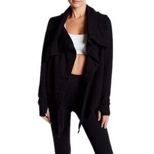Z by Zella Womens Shooting Star Cardigan XL Black Drape Collar Thumbhole Cuff Wr